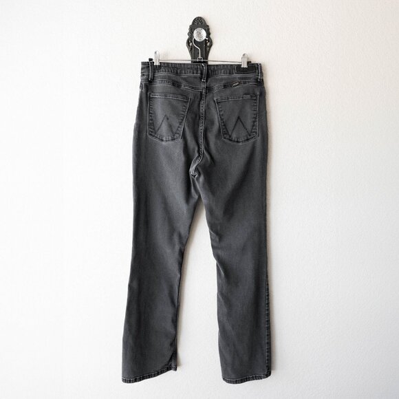 Wrangler High Rise Bold Boot Jeans Sz 12 Vintage Black Wash Distressed Denim - Picture 5 of 6